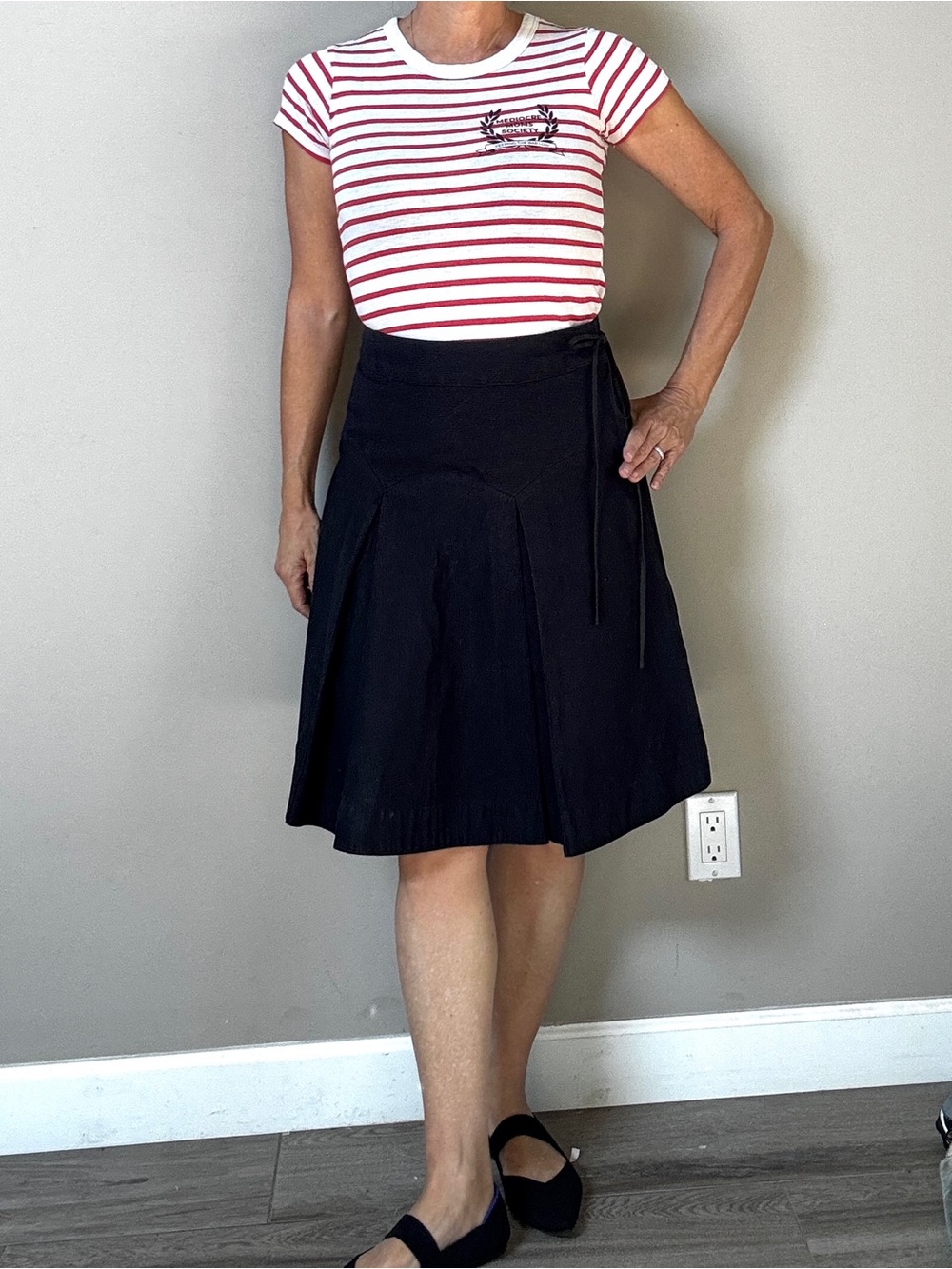 Marc Jacobs indie preppy academia black ribbed cotton box pleat A-Line Skirt 6